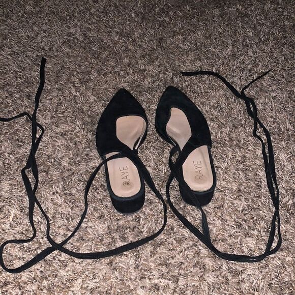 RAYE black lace-up mules w/ 1” heel, size 5.5 - Picture 1 of 6